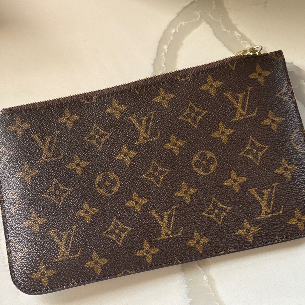 Authentic Louis Vuitton Brown and Gold Monogram Pouch clutch